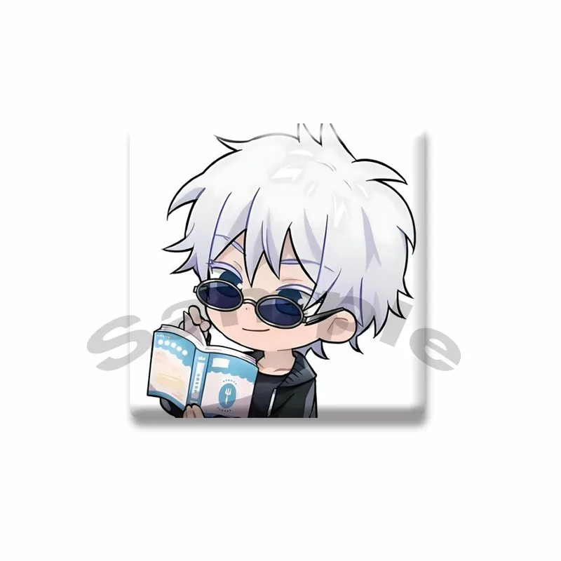 귀여운 만화 그림 Satoru Gojo 스퀘어 배지 재미 있은 애니메이션 Chibi 브로치 핀 배낭 의류 액세서리 쥬얼리 어린이 선물
