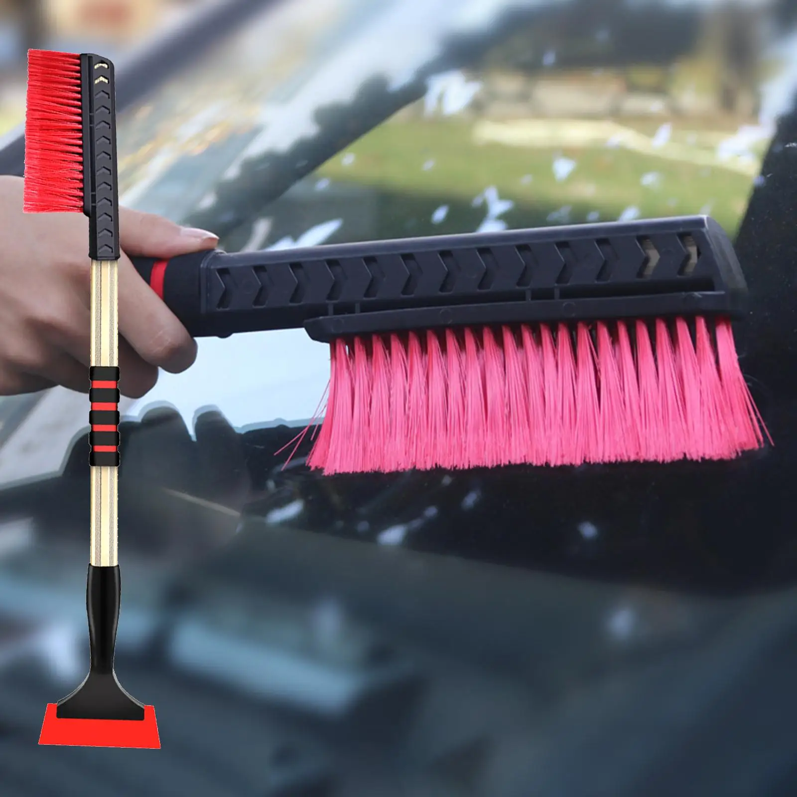 Multifunctional Snow Removal Brush Tool Telescopic Handle Car Window Snow Cleaner Snow Cleaning for Automotive Car Vehicle
