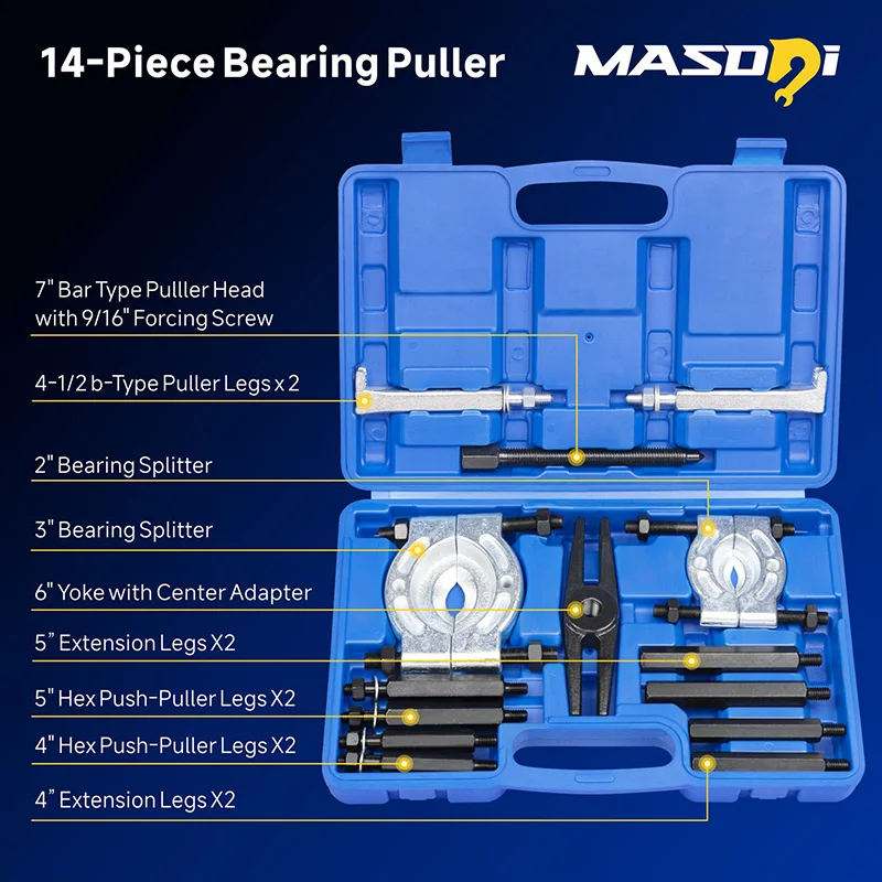 Bearing Puller Set, 5 Ton Capacity Bearing Separator, Pinion Wheel Bearing Removal Kit with 2