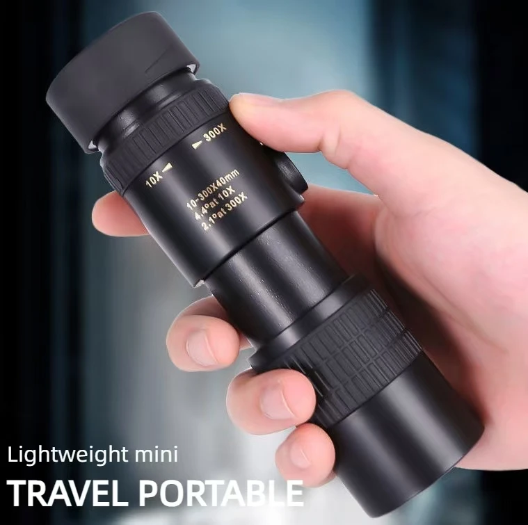 Monocolo Zoom 10-300X40 con Lente HD e Design Retrattile per Fotografia e Riprese Video con Smartphone