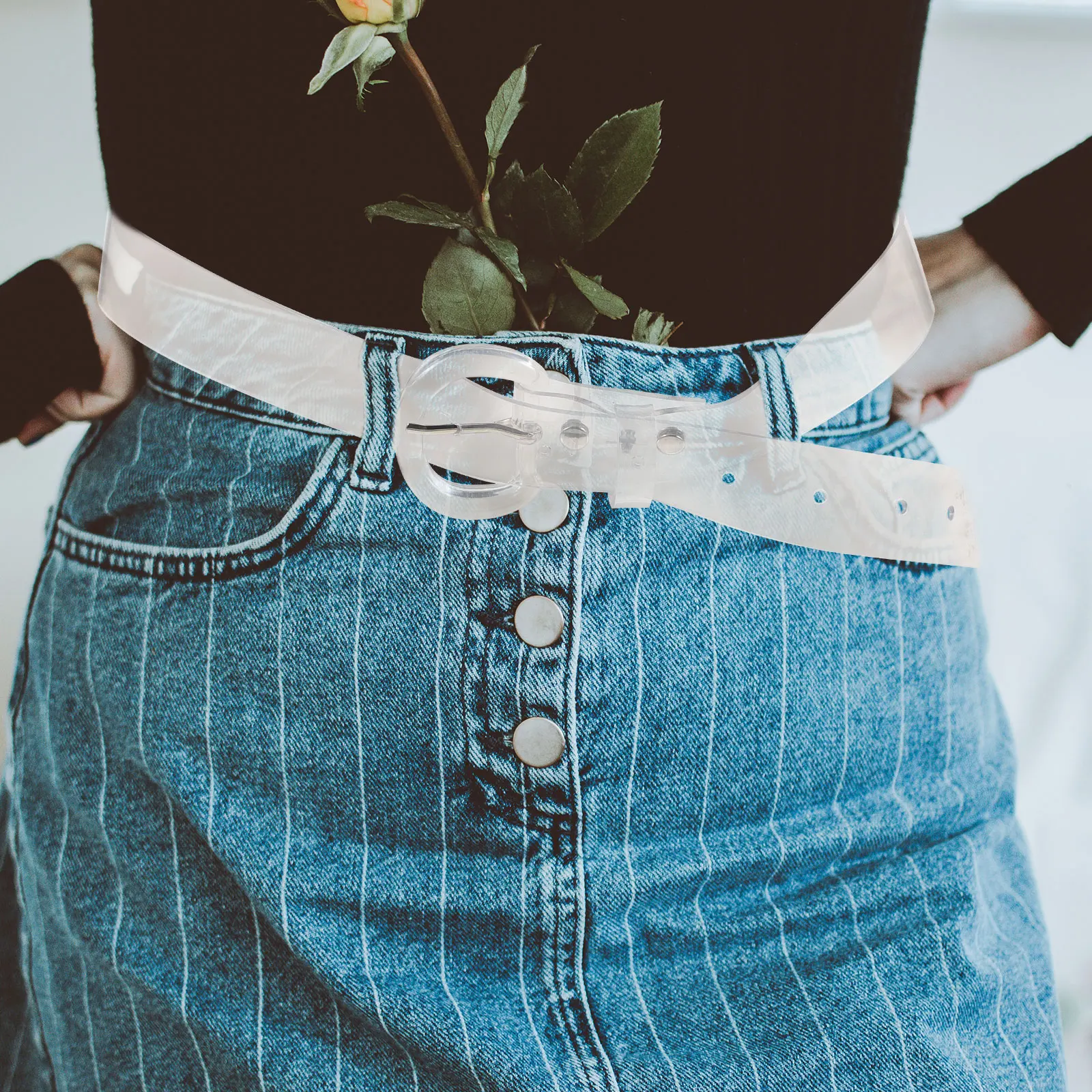 

Transparent Belt Women Girls PVC Wide Elastic Sash Waist Flash Transparent Waist Strap Jeans Dress Accessories Comfortable