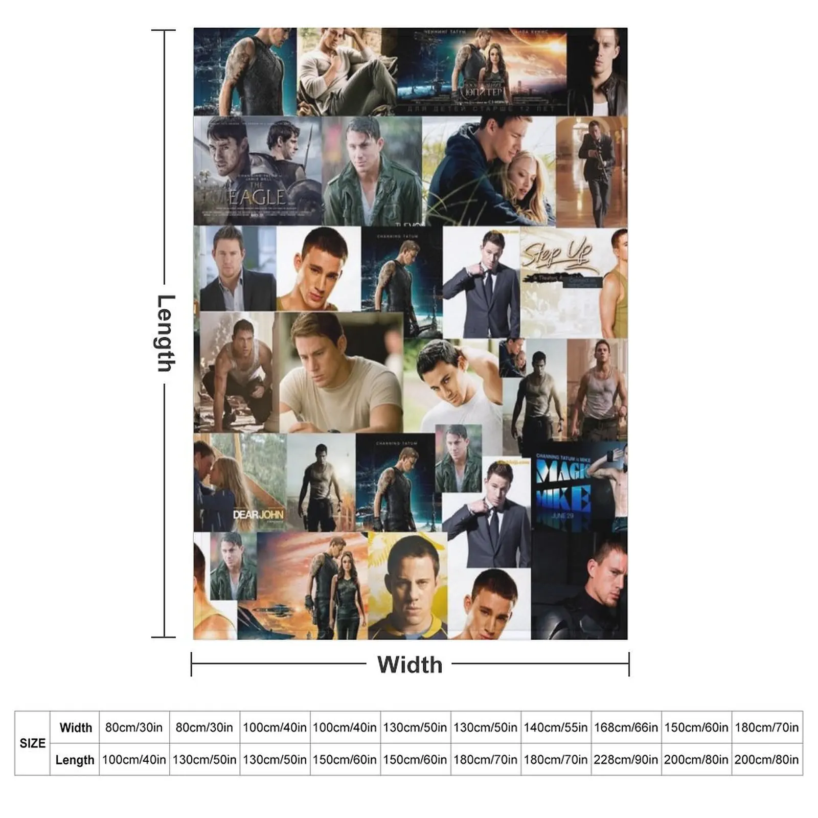 Channing Tatum Seamless Squarish Photo Collage Throw Blanket Vintage Beach Moving Bed linens Blankets