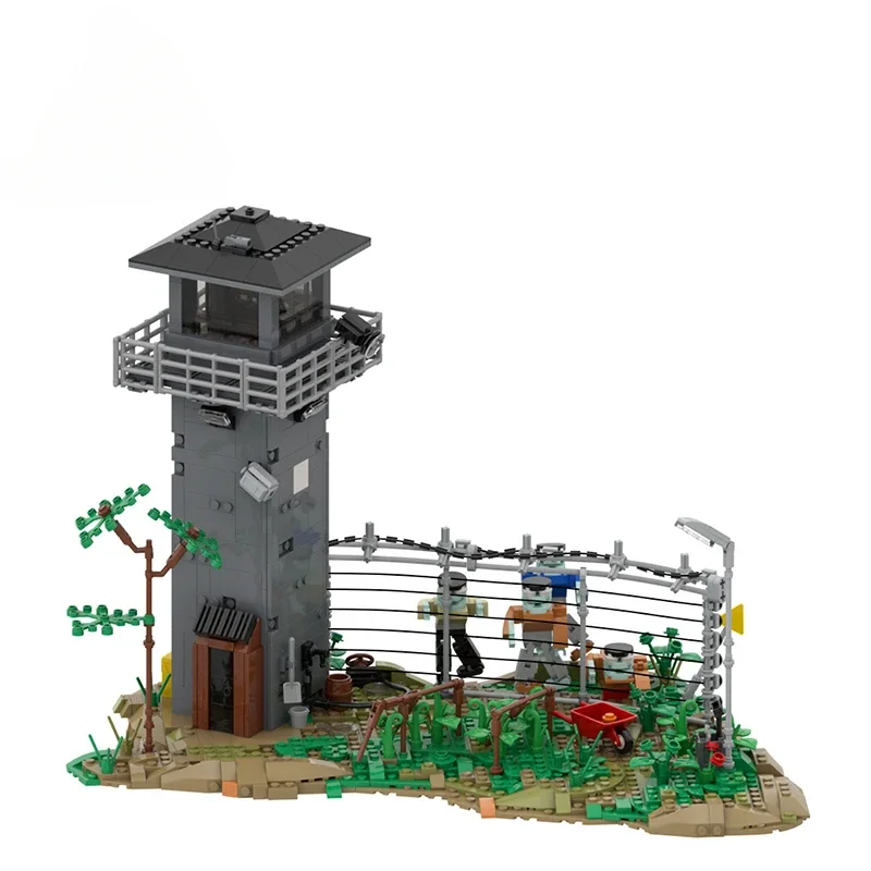 Gefängnis Turm Architektur Modell Walkings Deads Haus Moc Baustein Set DIY Puzzle Spielzeug für Kinder Geburtstag Halloween Geschenk