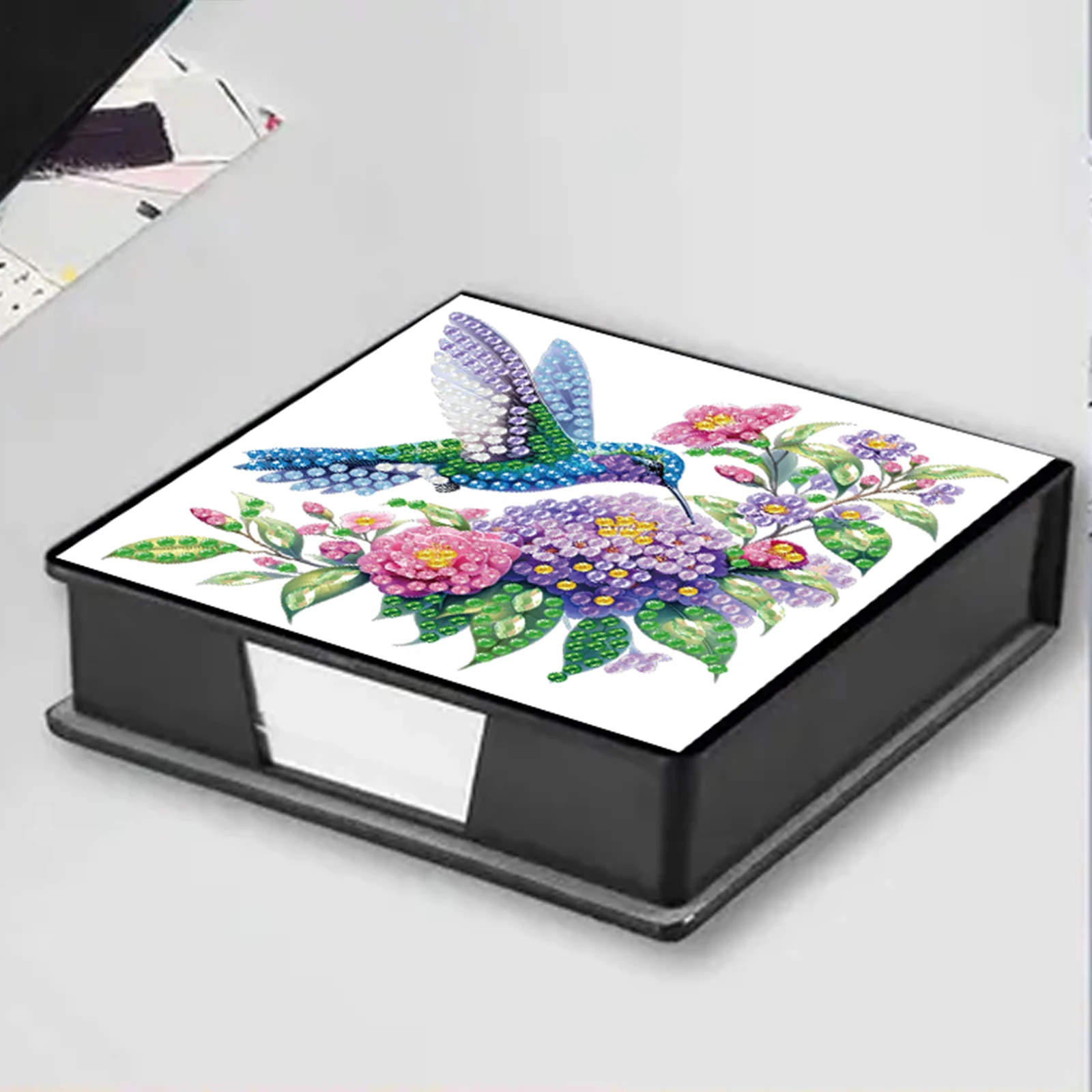 

PU DIY Crystal Art Sticky Notes Holder with 160 Sheets Crystal Art Note Box for Home Office and School Supplies