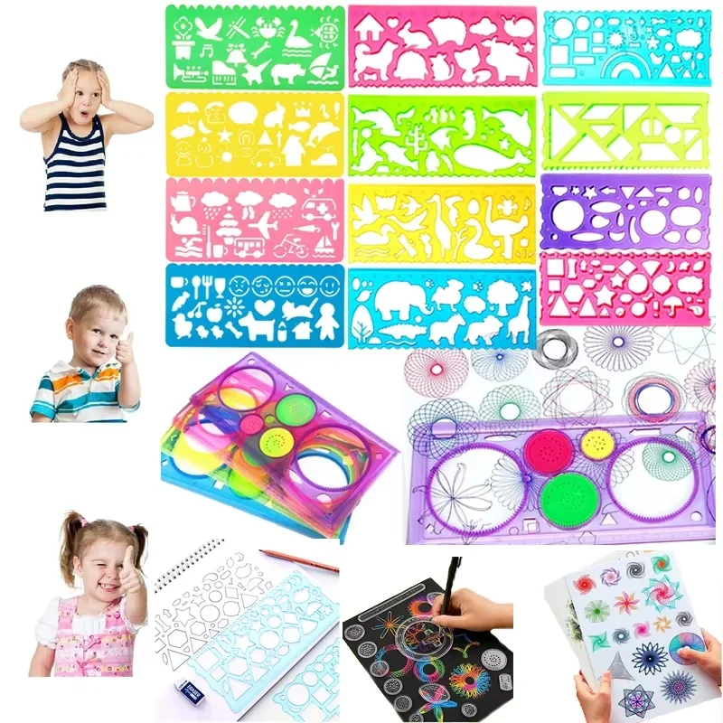 Animal Geometry Art Multifunctional Hollow Rulers Drafting Tools School Painting Supplies Office Kid Art Drawing Stationery Rule view 3