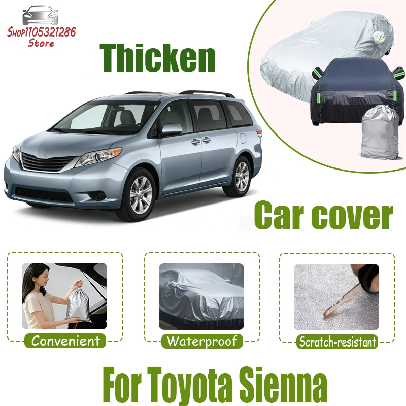 Full Car Cover For Toyota Sienna Outdoor Use - Waterproof Snowproof Sunshade, Winter & Summer Auto Protection Accessories