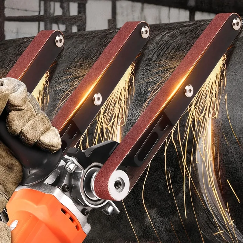 อุปกรณ์เสริมเครื่องขัดสายพานสำหรับเครื่องเจียร อะแดปเตอร์สายพานขัดสำหรับจุดเชื่อม 100/115/125 มม. อุปกรณ์ขัดเงาและเจียร