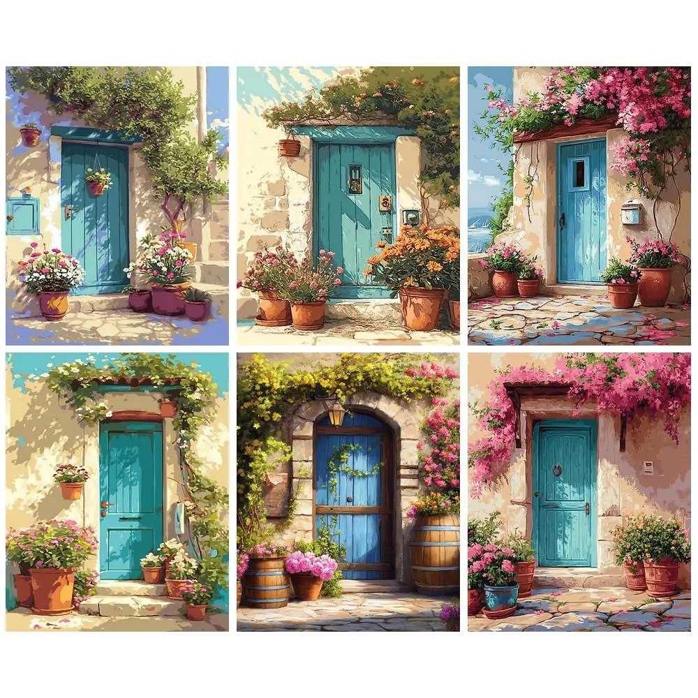 الطلاء حسب الرقم قماش اللوحة مجموعات مشهد الحرف Diy بها بنفسك الفن الاكريليك صورة بواسطة أرقام الزهور الباب الحديثة للديكور المنزل