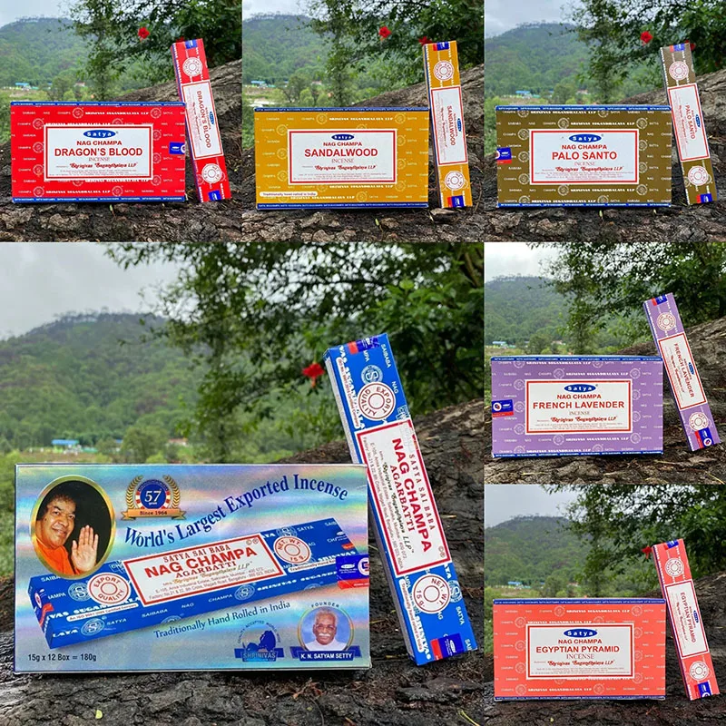 5BOX NAG Champa Incienso Satya Incense Collection Satya Handmade Sticks with Flavors Refreshing Medicinal Aromas Home Fragrances