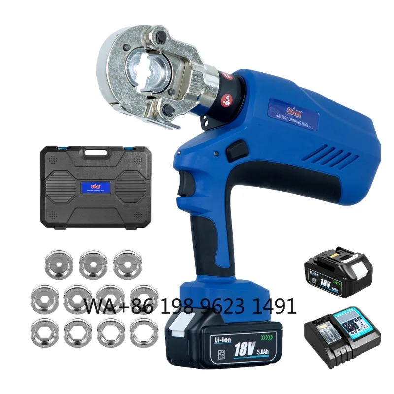Portablehydraulic crimping pliers, li-ion battery cordless design, wide 16-300 Sqmm range for industrial cable crimping