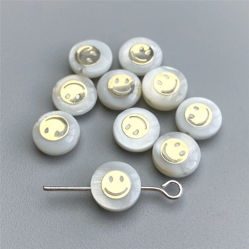 Shell Bronzing Moon Star Hearts Bead Charm Round White Freshwater Pearl of Shell Bead for Jewelry Making Diy Necklace Accessory