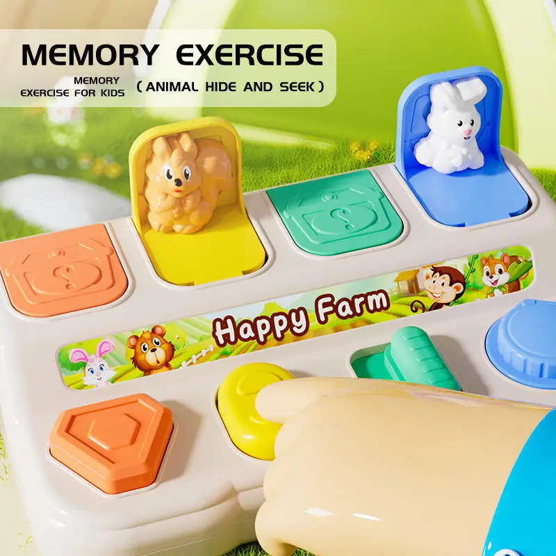Montessori Baby's Hide-and-seek Toy Game Finger Dexterity Safe Pop-up Switch Box Early Education Pop-up Cute Animal Button Toy