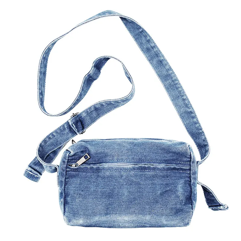 Women's denim bag, shoulder bag, female student sports crossbody bag, large capacity square bag