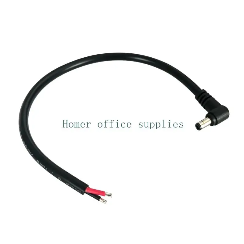 K43B Right Angle DC5525/DC5521 Barrels Power Cord with PVC Coating and Copper Conductors for Terminals or Soldered Wiring