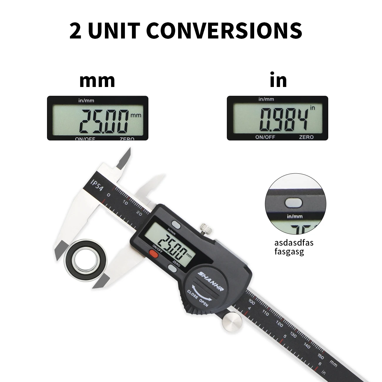 SHANHR 150/200/300 mm Digital Electronic Caliper Ruler IP54 Digital Vernier Caliper Digital Caliper Stainless Steel Calipers