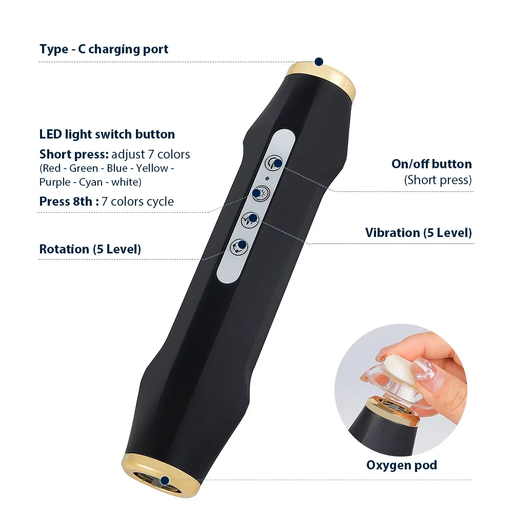 4 in 1 휴대용 CO2 산소 버블 펜 얼굴 클렌징 리쥬버네이션 세럼 젤 입력 펜 얼굴 스파 안티에이징 스킨케어 기기