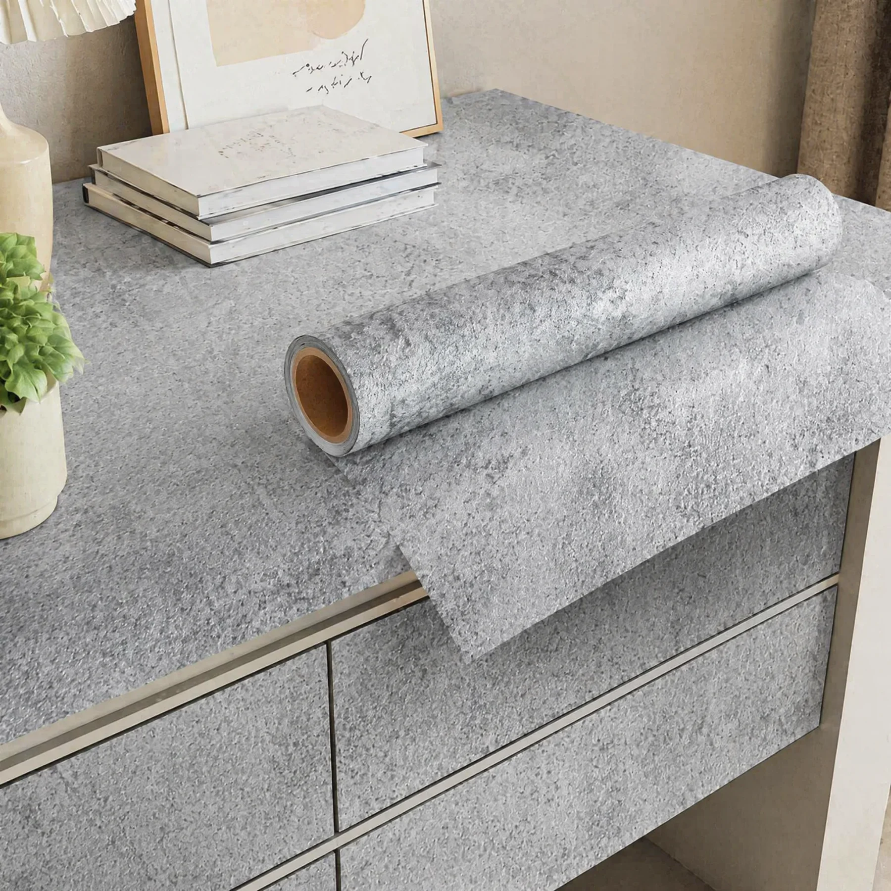 40cm Width Grey Industrial Cement Wallpaper Self-Adhesive Waterproof PVC Vinyl Removable Wall Decor Stickers for Living Room