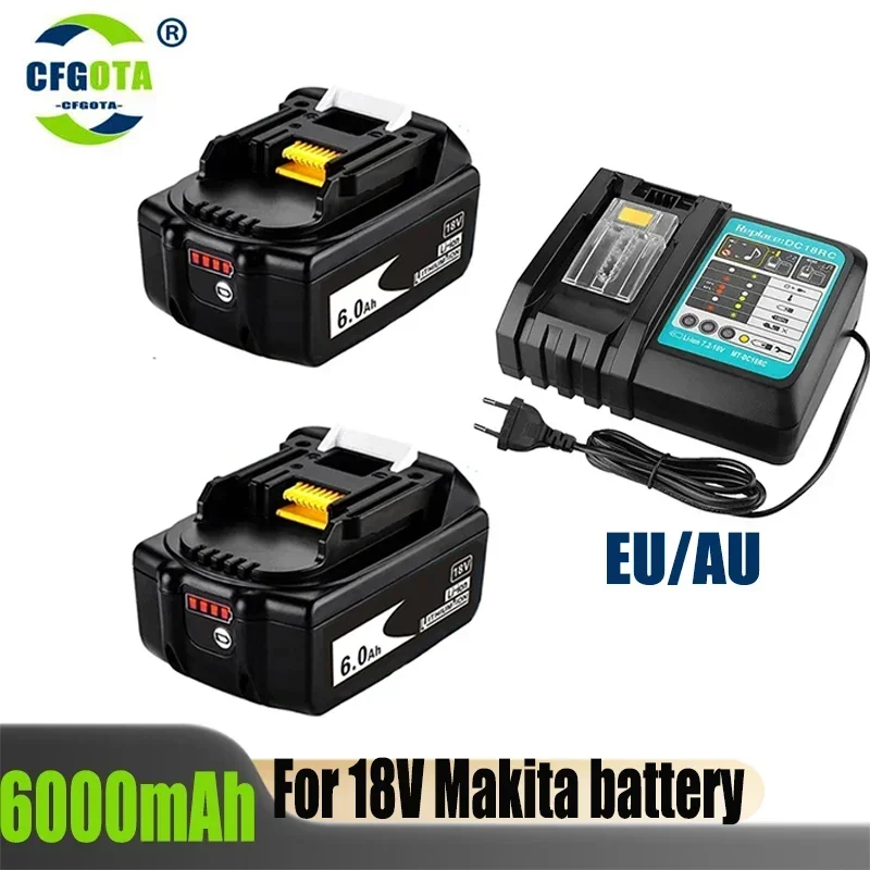 Makita 18V 6.0Ah  Rechargeable Battery For Makita Power Tools with LED Li-ion Replacement LXT BL1860 1850 volt 6000mAh