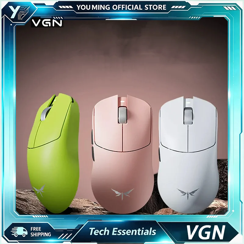 VGN Dragonfly F2 Promax Ultra-Lightweight E-sports Gaming Mouse, Tri-Mode 2.4G Bluetooth Wired Long Battery Life for PC & Laptop