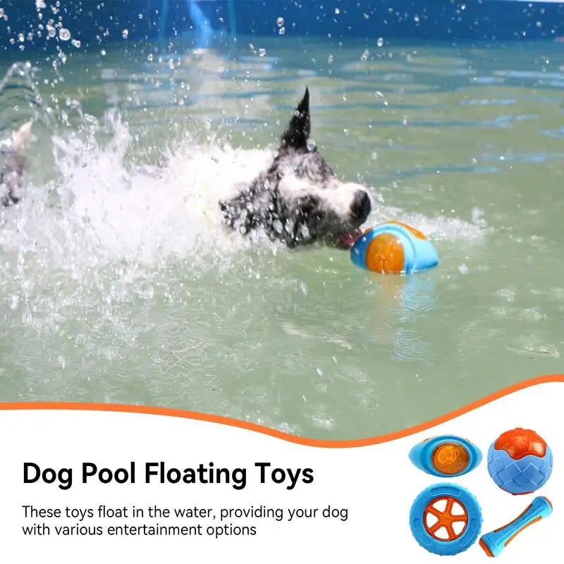 

Floating Dog Toys Dog Pool Toys 4 Pcs Teeth Cleaning Interactive Toys With Built-in Squeaker Dog Pool Floats For Pools Beaches