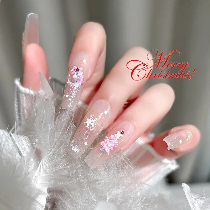 3D Embossed Winter Snowflake Christmas Nail Stickers Bear Nail Stickers For Women And Girls Santa Claus Nail Stickers Decorstion