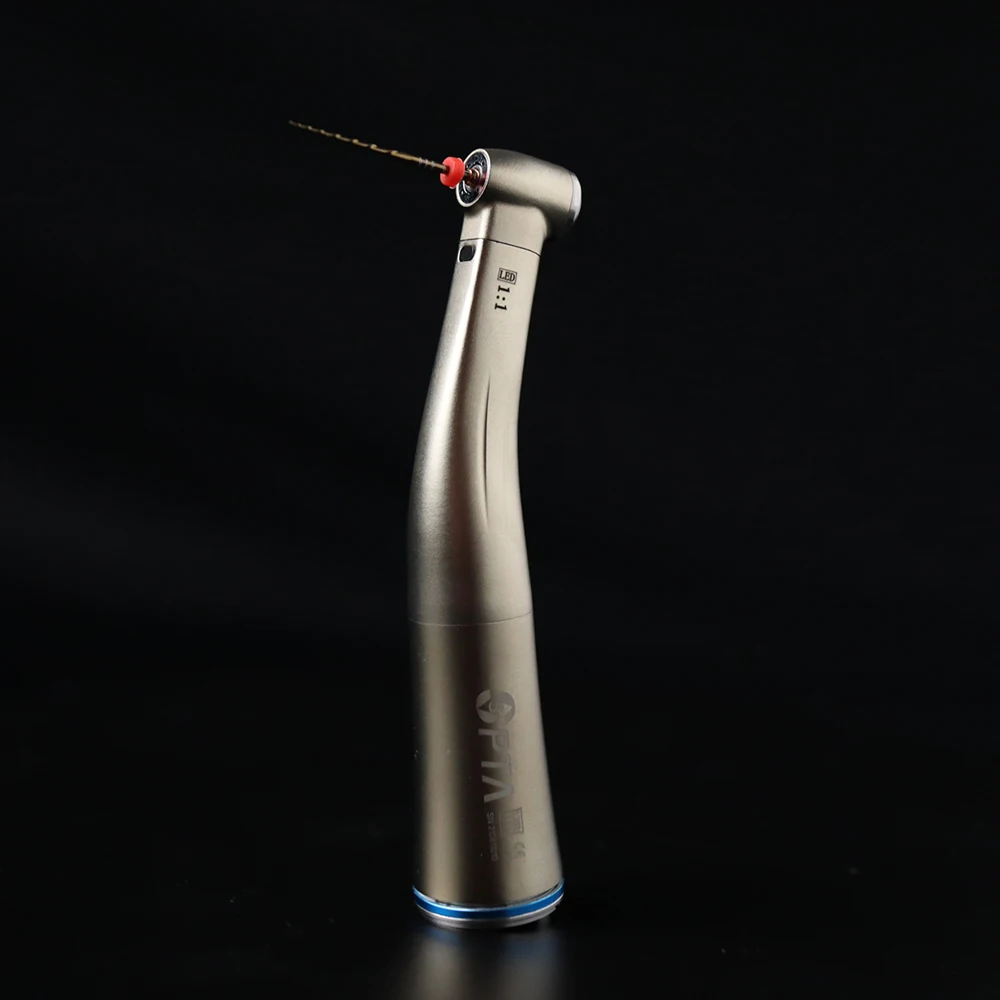 Dental 1:1 Low Speed Handpiece Air Turbine  Contra Angle With LED Light  Stainless Steel Dentisit Equipment Blue Ring