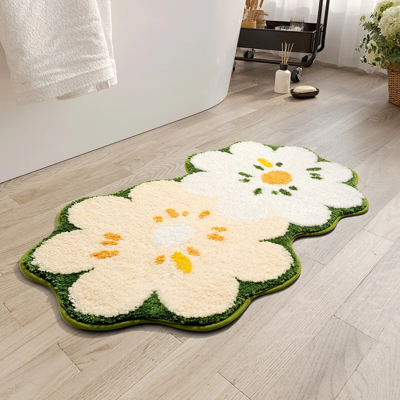 Carpet resistant to dirt and easy to maintain,small and fresh bathroom absorbent foot mat,household imitation cashmere floor mat