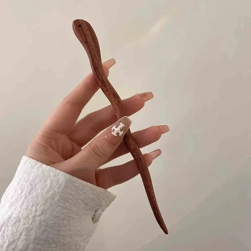 

Handmade Simple Waved Carved Hairpins Clips Women Hair Styling Jewelry Hair Accessories Wooden Chinese Retro Style Hair Sticks