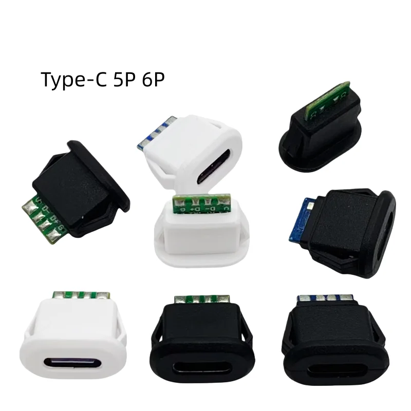 USB Connector Type-C injection direct pressure female socket fast charging elliptical charging port DIY data transmission 5P 6P