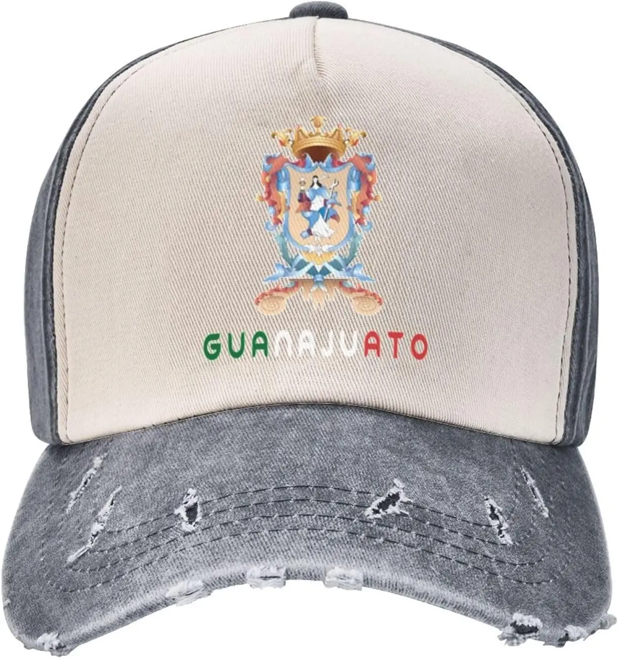 Guanajuato Mexico State Flag Unisex Vintage Washed Distressed Baseball Cap Patchwork Adjustable Dad Hat