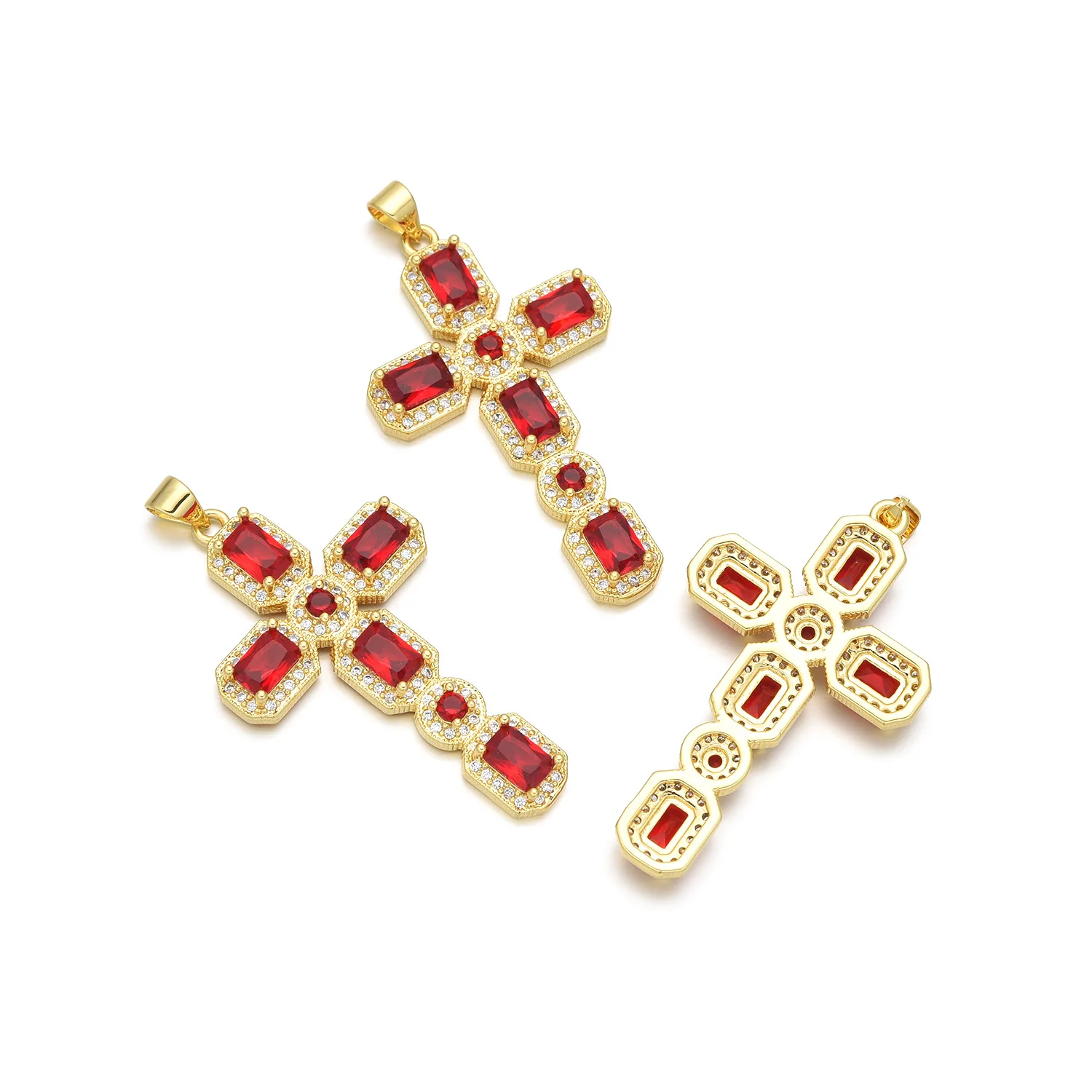 5 Pieces European and American Fashion Zircon Cross Pendant Accessories DIY Pearl Necklace Jewelry Making Materials Wholesale