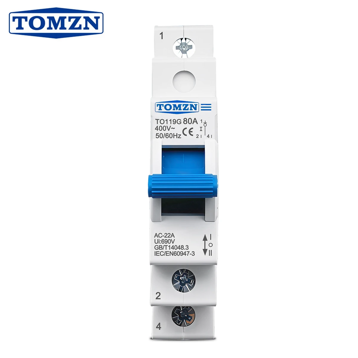 TOMZN TO119G 1P 220V~ AC 80A MTS Dual Power Manual Transfer Isolating Interlock Circuit Breaker Disconnectable Changeover Switch
