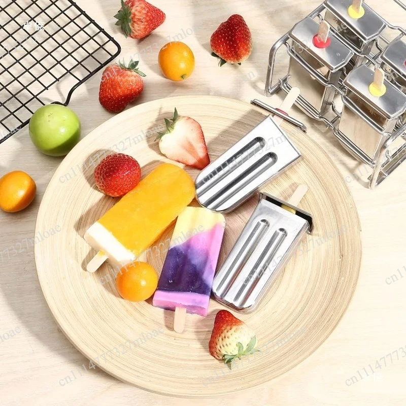 Stainless Ice Cream Mold 6 Holes Popsicle Molds DIY Fruit Ice Cream Stick Rack
