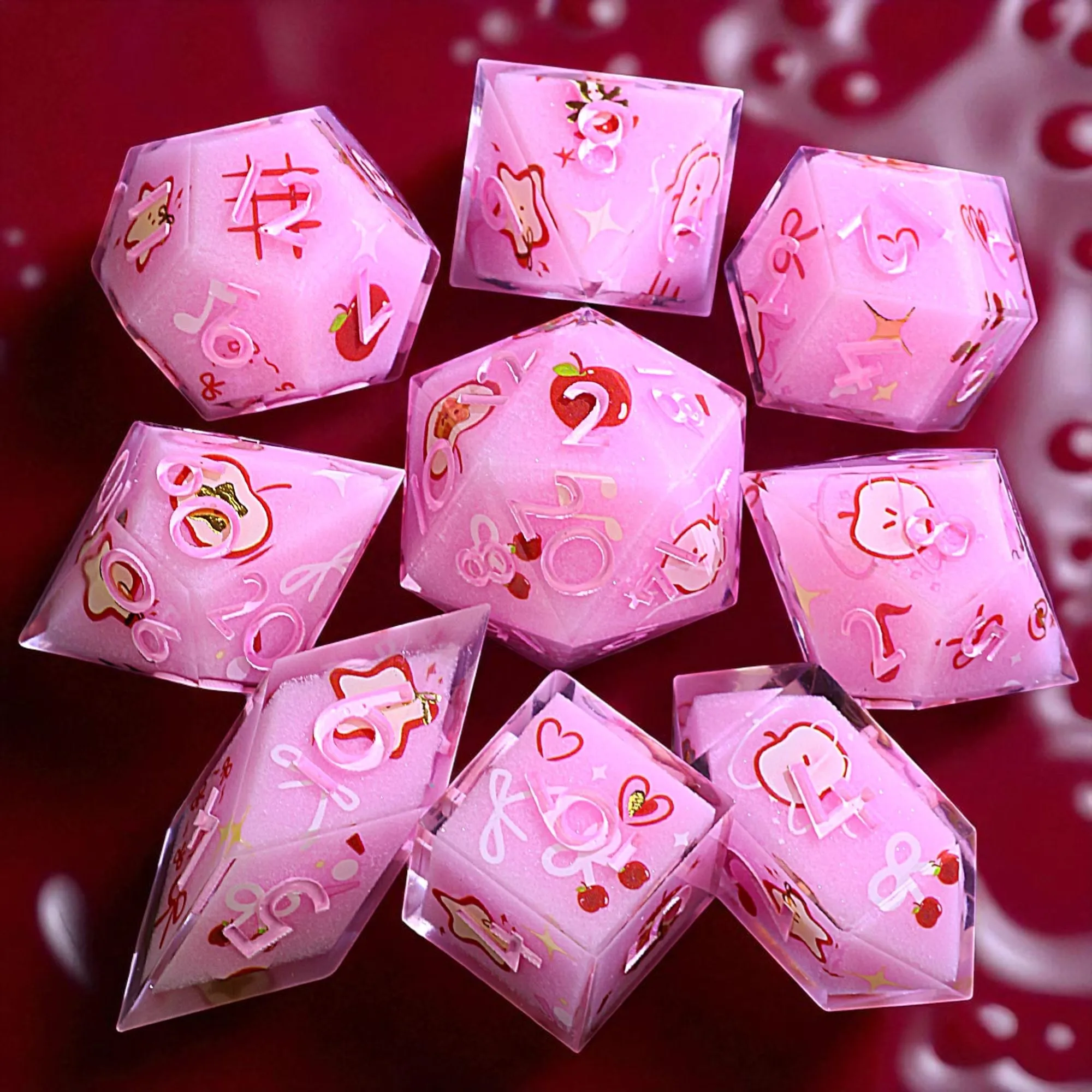 9 Polyhedral Resin Set DD Dice Candy Heart Mirage