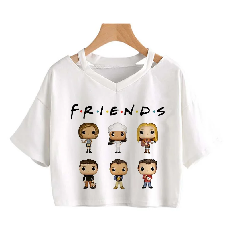 Friends Tv Show Funny Cartoon T Shirt Women Graphic Best Friends Harajuku T-shirt Korean Style Tshirt Vintage Crop Top Female