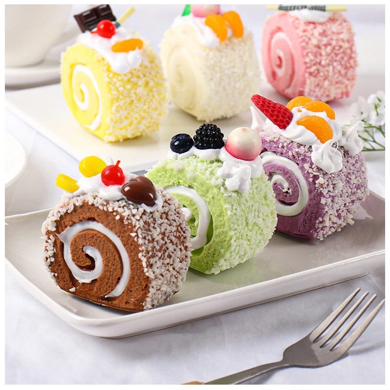 

Simulation Fruit Swiss Roll Cake Roll Towel Roll Cake Dessert Model Food Photography Props Decoration Children's Play House Toys