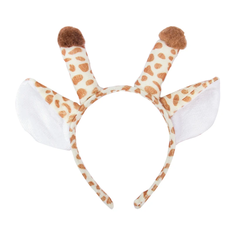 Adults Kids Plush Cartoon Boy Animal Ears Headband Gift Birthday Party Jungle Decoration Cosplay Costume Dog Cow Tiger Elephant