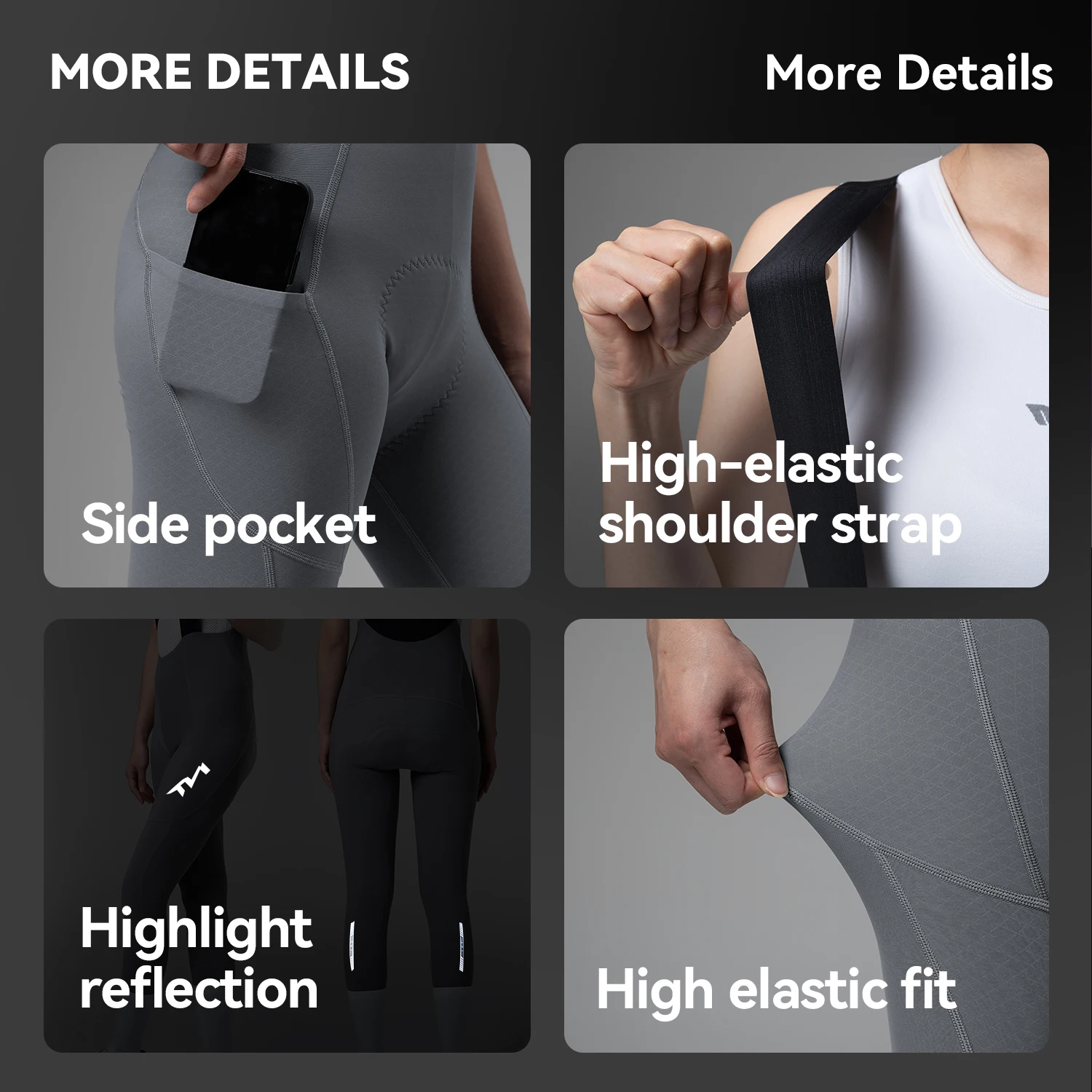 ROCKBROS TVI Women's Fleece Cycling Bib Long Pants Thermal Windproof Cycling Tights Elastic Cycling Bib Trousers With Pockets