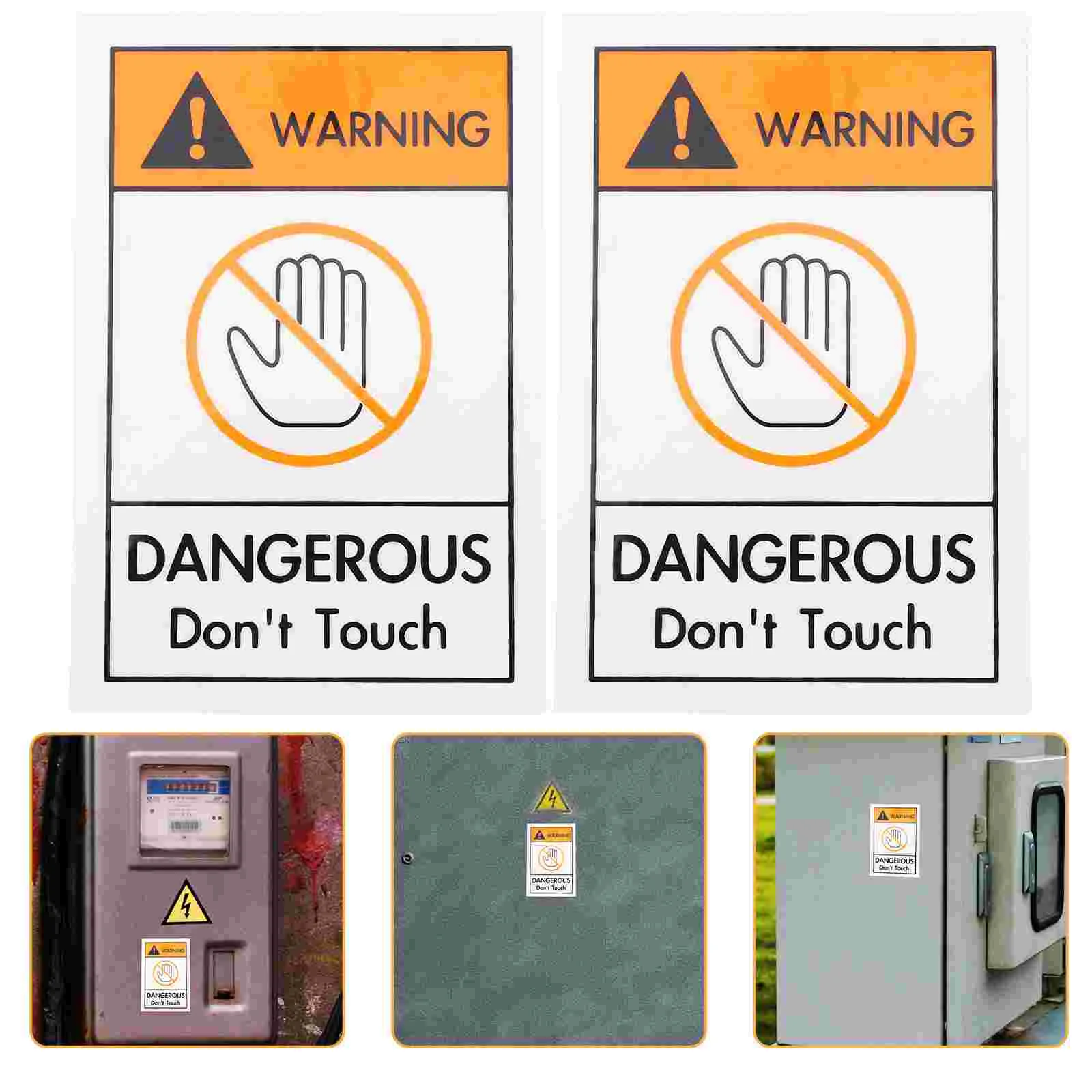 2 Pcs Safety Warning Label No Touch Do Not Sign Full English 2pcs Packed Stickers Emblems Labels Logo Machine Security Signs