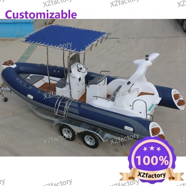Factory Direct 2026 Top Rated5.8 meters 8 people sea fishing  boat, fiberglass bottom inflatable boat, PVC rubber
