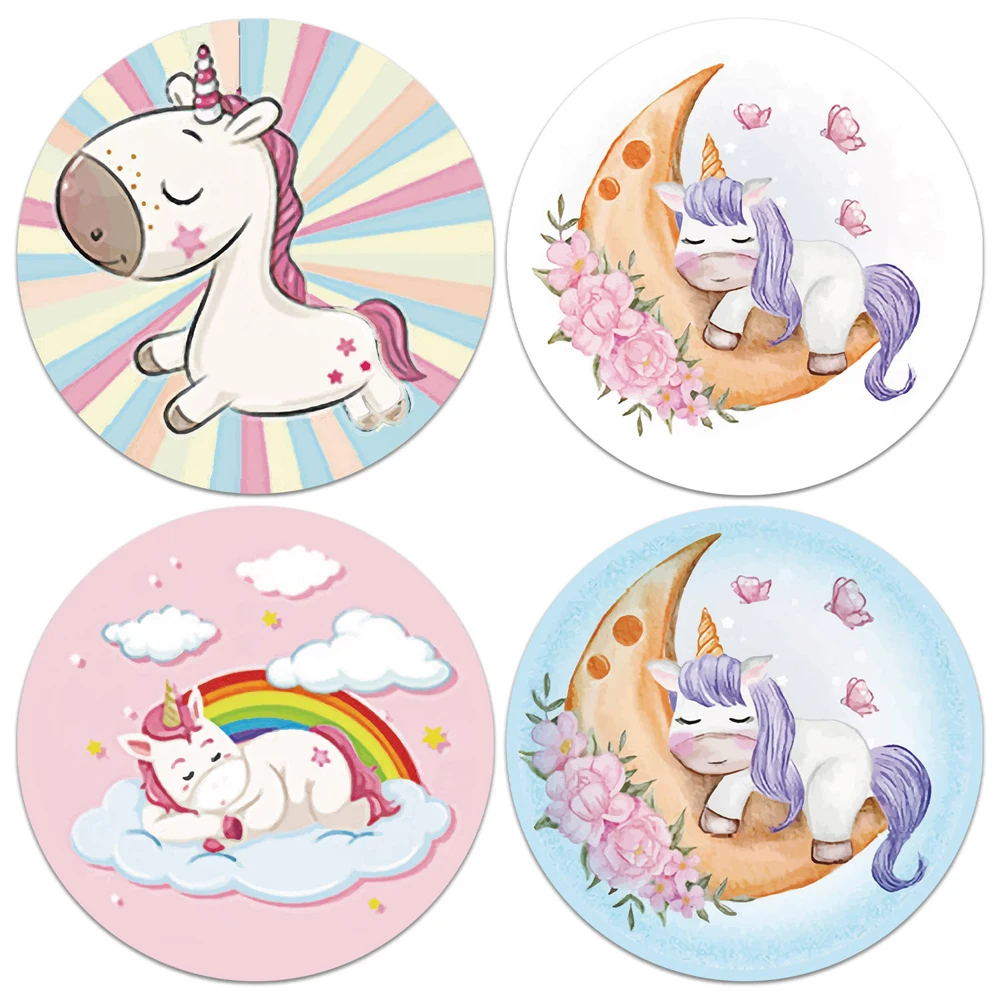 500pcs/roll 1 Inch Cute Unicorn Sticker For Kids Classic Toy Decor For School Teacher Encouragement Animal Reward Sticker