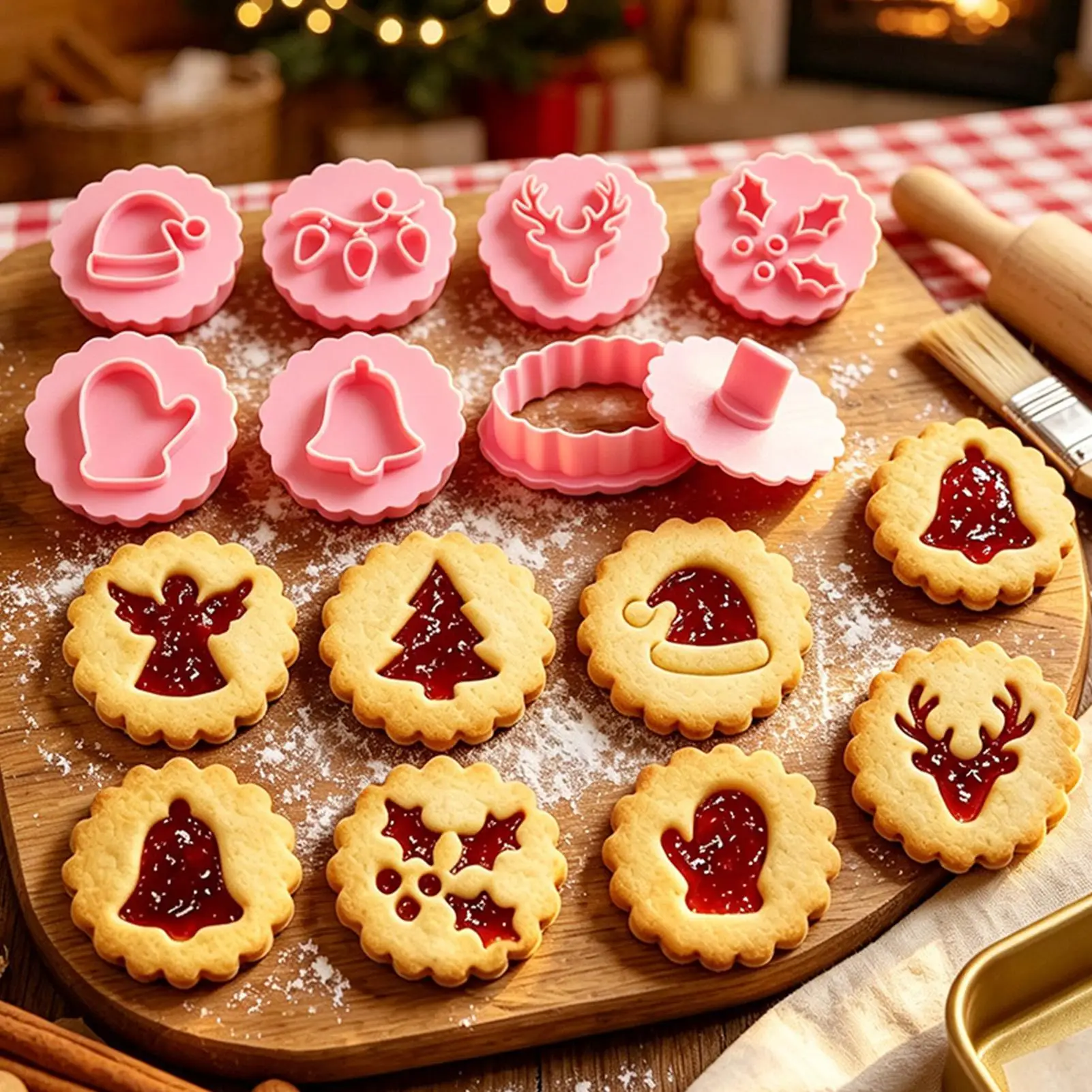 Round Christmas Snowflake Cookie Cutter 10Pcs Gingerbread Man Cookie Cutter Perfect for Holiday and Christmas Baking