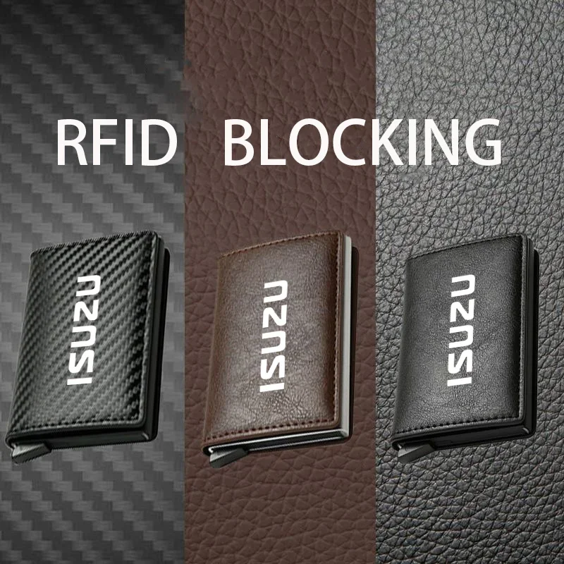 Rfid кожаный держатель для кредитных карт из углеродного волокна, мужские кошельки Black Magic Trifold для ISUZU D-MAX V-CROSS mu-X TAGA, автомобильные аксессуары