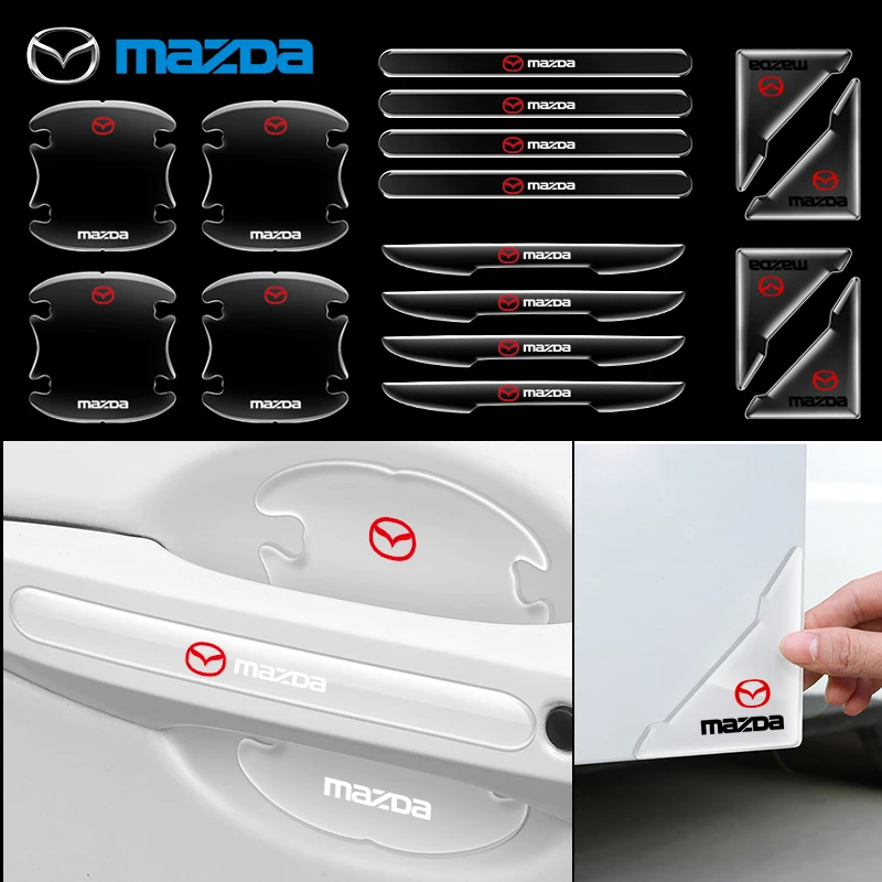 4PC Transparent Car Door Handle Sticker Decoration Protector Film For Mazda 2 3 6 8 Atenza CX-30 50 60 MX-5 CX-3 5 7 Accessories