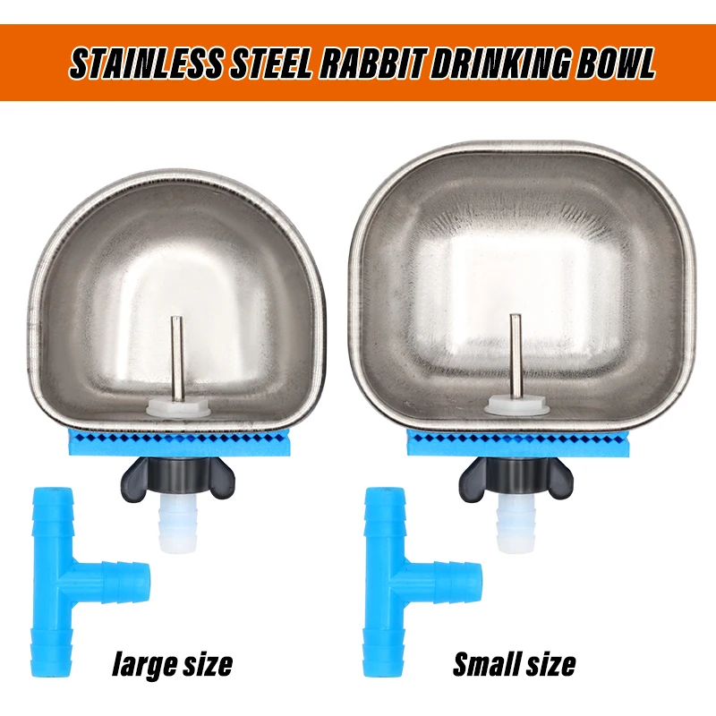 5 Sets Stainless Steel Rabbit Water Bowl Farm Pet Automatic Drinker Rabbit cage fix cup Raising Fox Mink Drinking Bowl