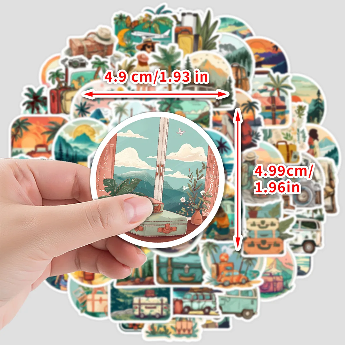 10/30/50PCS Cartoon Travel Graffiti Stickers Water Cup Computer Mobile Phone Waterproof Decorative Stickers Creative DIY Graffit