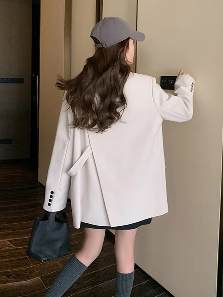 

Women'S Modern Blazers Overcoat Ribbon Medium Laple Flower All Match Spliced Heavy Chain Folds Pu Leather Bodycon Working Shawl