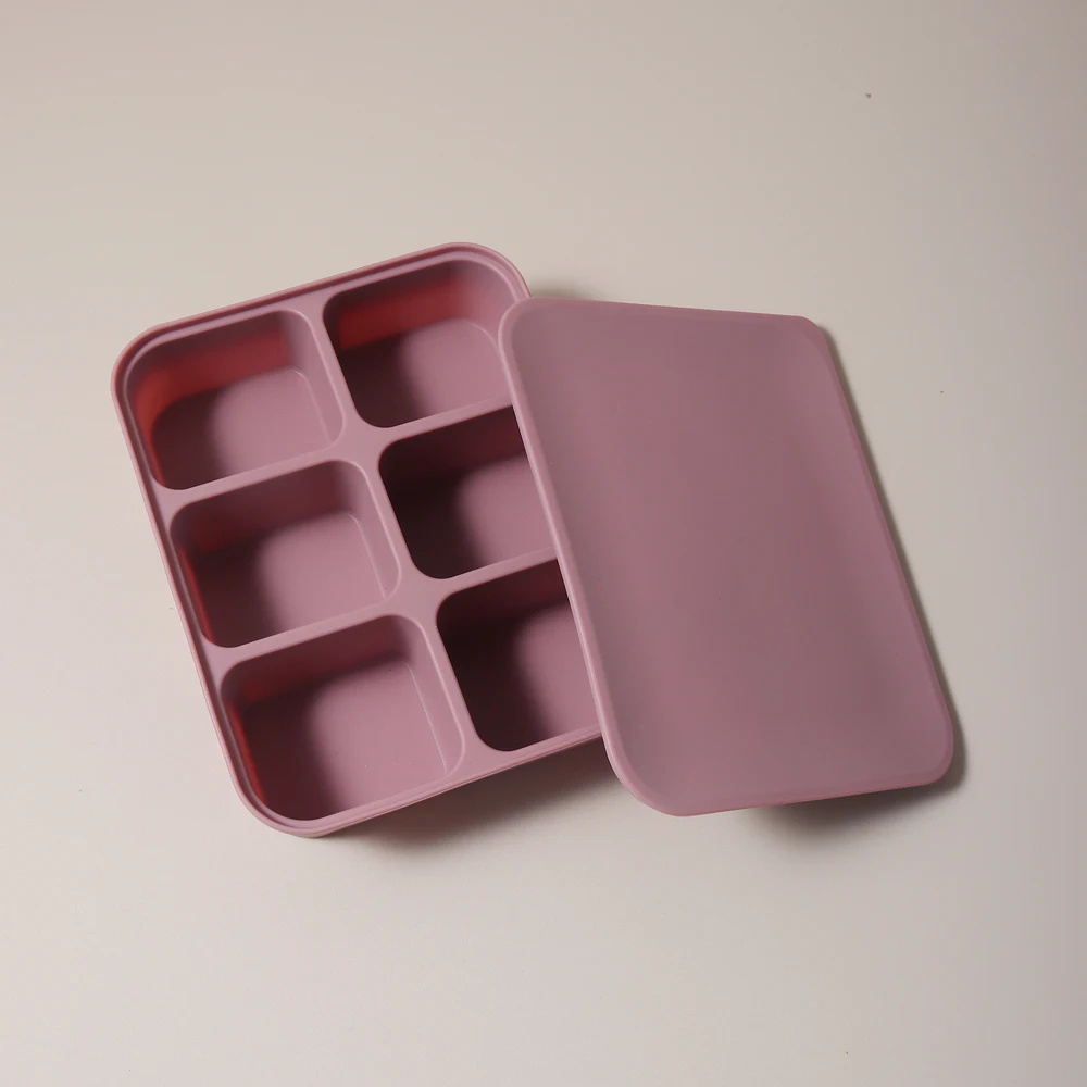 6 Grid Food-Grade Silicone Ice Cube Mold Food Storage Containers Tray BPA-Free