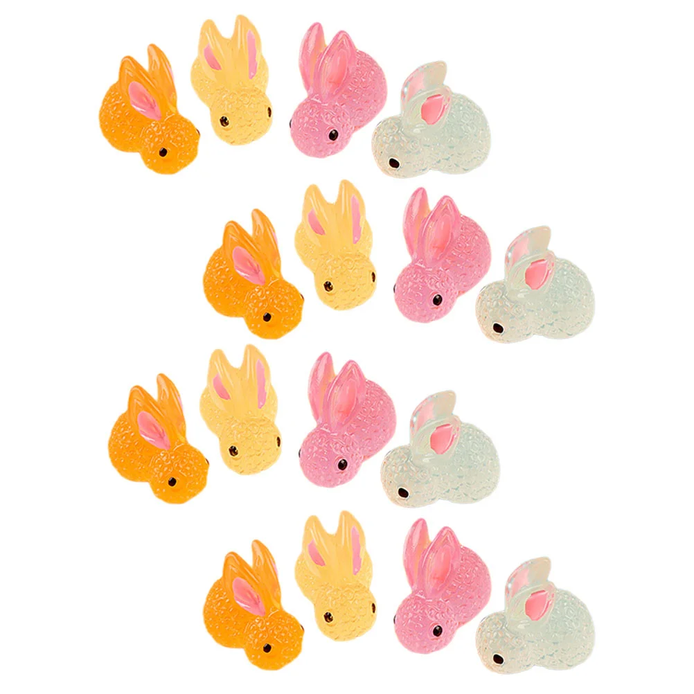 

25 Pcs Glow-in-the- Mini Bunny Figurines Small Miniature Ornaments Resin Exquisite Decors