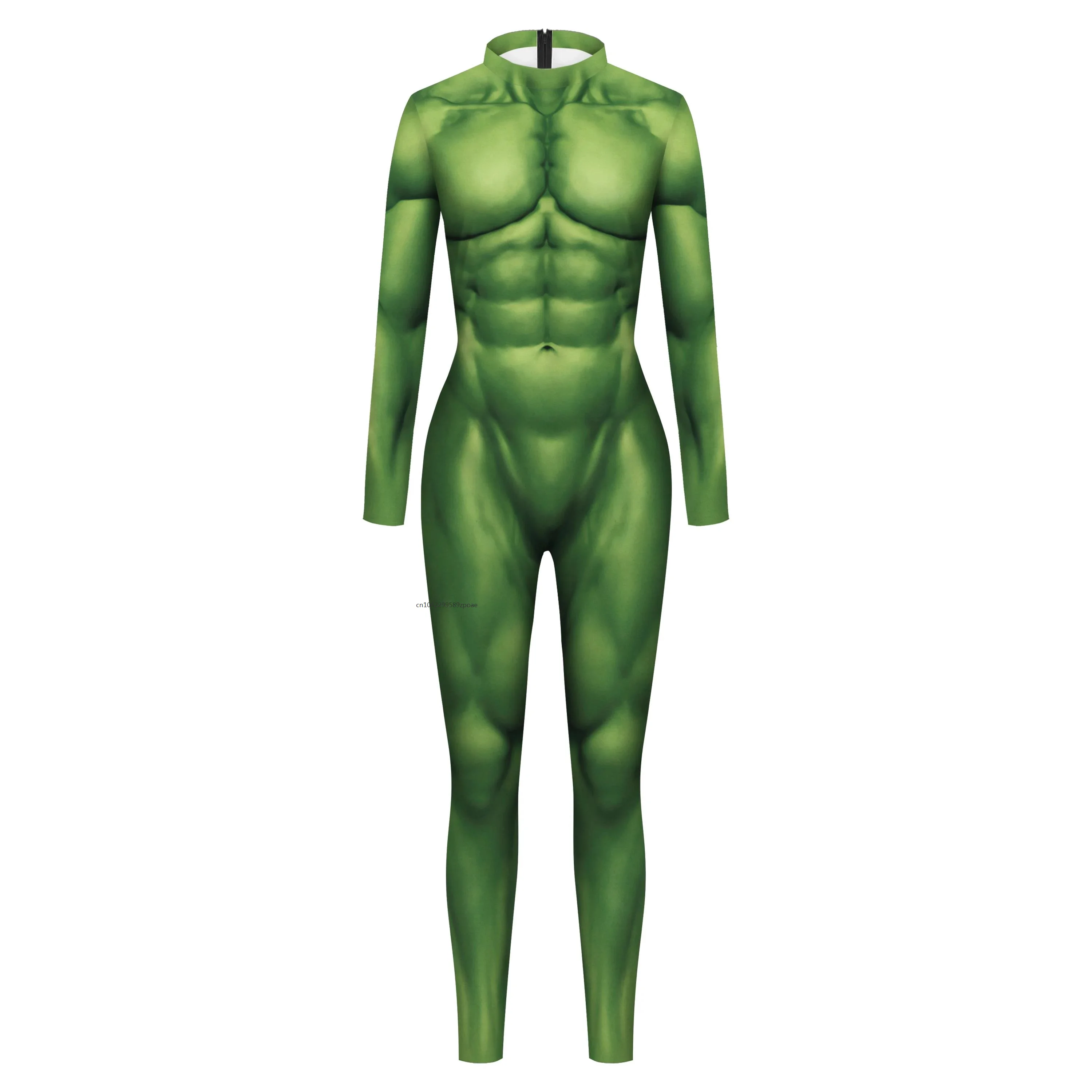 Cosplay Costume Purim Muscle 3D Print Male Long Sleeve Jumpsuits Halloween Carnival Performance Zentai Catsuit Bodysuit Outfit